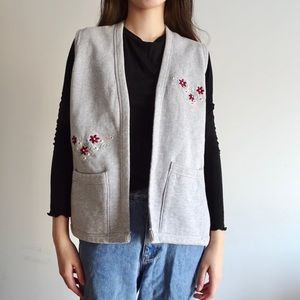 GREY FLOWER EMBROIDERED VEST